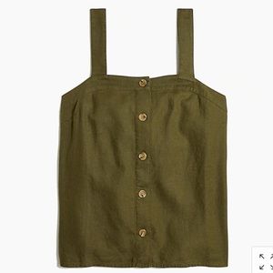 J. Crew Striped linen-blend button-front tank